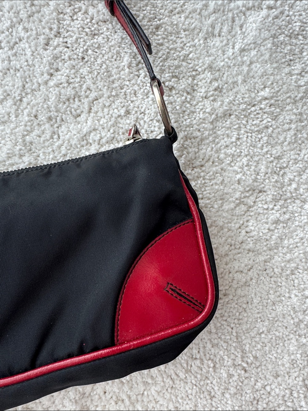 Prada Black and Red Leather-Trim Shoulder Bag - Picture 11 of 15